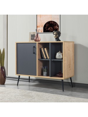 EVMO Home 4109 ( Metal Ayaklı ve Kulplu ) Çok Amaçlı Dolap Kahve Köşesi Kiler Mutfak Dolab
