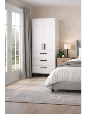 Mobilique 3 Çekmece 2 Kapaklı Ay Gardırop