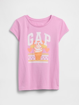 Gap Kız Çocuk Pembe Grafik Baskılı T-Shirt