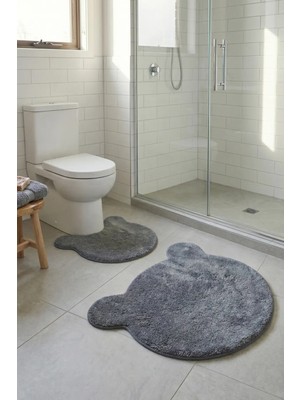 Dekozer Ayıcık Şekilli 2’li Paspas Takımı Banyo, Çocuk-Yatak Odası|kaymaz Taban, Yumuşak,yıkanabilir