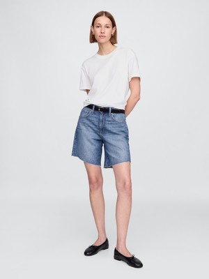 Gap Kadın Mavi 8" Mid Rise '90S Loose Denim Bermuda Şort