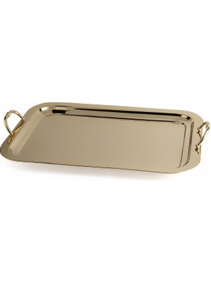 LuckyArt Gold Paslanmaz Çelik Dekoratif Büyük Tepsi 63 cm