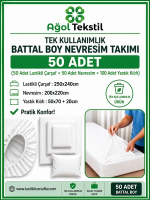 Battal Boy Tek Kullanımlık Nevresim Takımı 50’li Set – Endüstriyel Paket