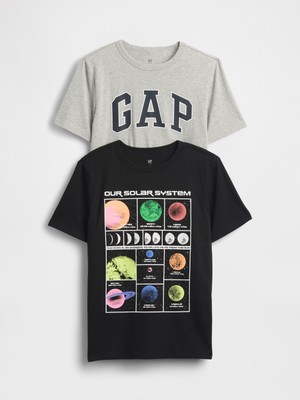 Gap Erkek Çocuk Siyah Kids Grafik T-Shirt (2’li)
