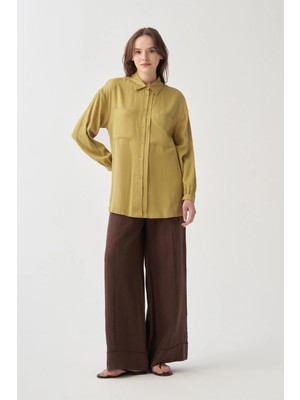 ALLDAY Soft Yeşil-Pat Detaylı Cepli Tunik