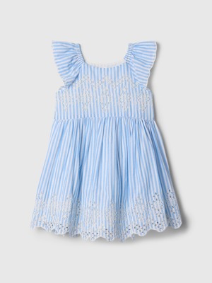 Gap Kız Bebek Mavi Broderie Detaylı Elbise
