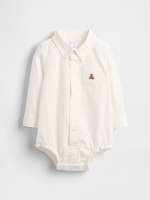 Gap Bebek Beyaz Baby Oxford Bodysuit