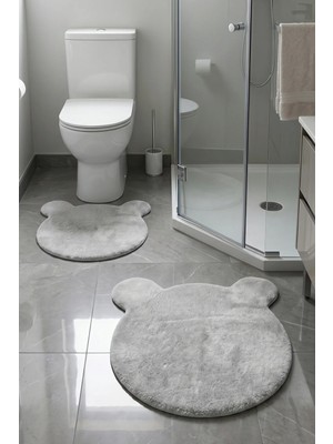 Dekozer Ayıcık Şekilli 2’li Paspas Takımı Banyo, Çocuk-Yatak Odası|kaymaz Taban, Yumuşak,yıkanabilir