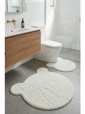 Dekozer Ayıcık Şekilli 2’li Paspas Takımı Banyo, Çocuk-Yatak Odası|kaymaz Taban, Yumuşak,yıkanabilir