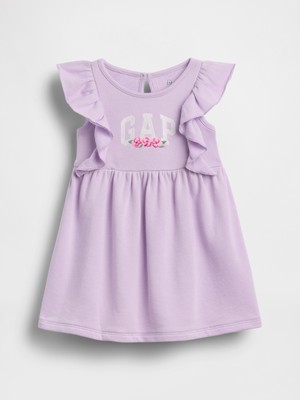 Gap Kız Bebek Lila Fransız Havlu Kumaş Ruffle Logo Elbise