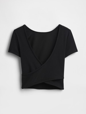 Gap Kadın Siyah Gapfit Smooth Reversible Wrap Crop T-Shirt
