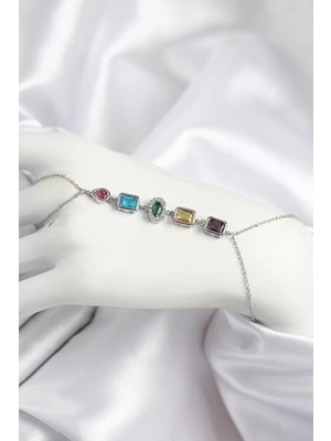 Uravas Store Pirinç Renkli Zirkon Taşlı Model Gümüş Renk Şahmeran - TJ-SN724