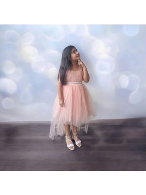 Ahsenim Bebe Kalp Yaka Tül Askı Kız Çocuk Abiye Elbise