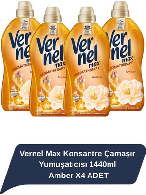 Vernel Max Konsantre Çamaşır Yumuşatıcısı 1440ml Amber X4 ADET