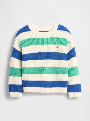 Gap Çok Renkli Erkek Bebek Shaker-Stitch Kazak Kısa Kollu Yaka Tasarımı ile Şık