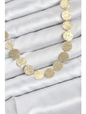 Zayka Mey Ithalat® Yuvarlak Plaka Model Gold Renk Kadın Kolye