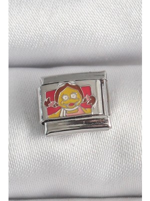 Zayka Mey Ithalat® 316L Çelik Gümüş Renk Renkli Çocuk Işlemeli Nomination Charm