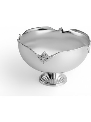 LuckyArt Dekoratif Işlemeli Ayaklı Paslanmaz Çelik Kase 25 cm