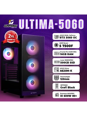 GamingGenTR ULTIMA-5060 / AMD Ryzen 5 7500F / ASUS Dual GeForce RTX 5060 8GB / 16GB Ram / 500GB SSD OEM Paket