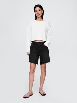 Gap Kadın Siyah 8" Mid Rise '90S Loose Denim Bermuda Şort