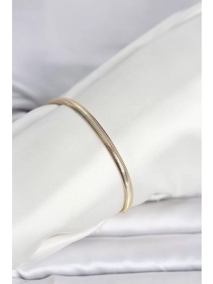 Uravas Store cm 14K Gold Renk Yassı Yılan Zincir Model Kadın Bileklik - TJ-BB8293