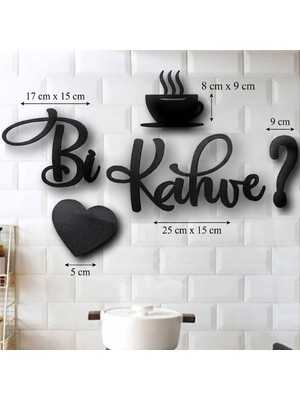 J Toyss Bi Kahve Ahşap Mutfak Duvar Dekorasyonu - 5 Parça Siyah Mdf Kahve Köşesi Tablo Seti