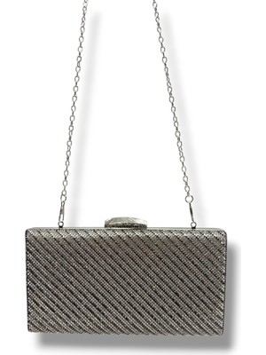 Varol Çanta Varol 369-26 Taşlı Simli Çelik Kasa Abiye Çanta