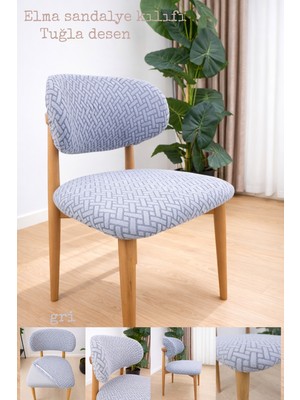 UY STYLE Jakarli Kumaş Elma Sandalye Kılıfı,tuğla Desen (1 Adet)