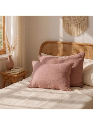 Hb&victory 4 Katlı Müslin Kiremit Renk 50X70 Cm. %100 Pamuklu 2 Adet Yastık Kılıfı