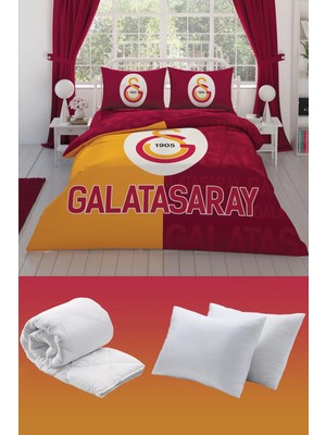Taç Galatasaray Parçalı Logo Çift Kişilik 7 Parça Yatak Seti - Nevresim Takımı + Yorgan + Yastık