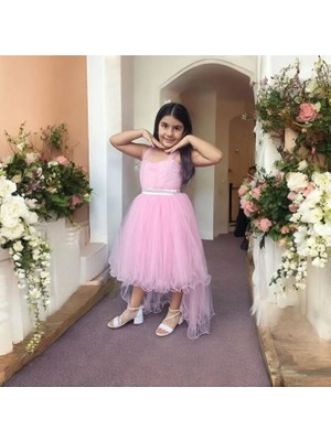 Ahsenim Bebe Kalp Yaka Tül Askı Kız Çocuk Abiye Elbise