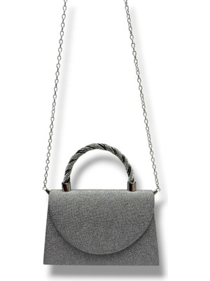 Varol Çanta Varol 413-26 Simli Saten Taşlı Kulp Abiye Kadın Çanta