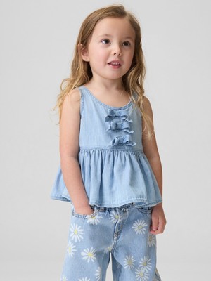 Gap Kız Bebek Mavi Fiyonk Denim Bluz