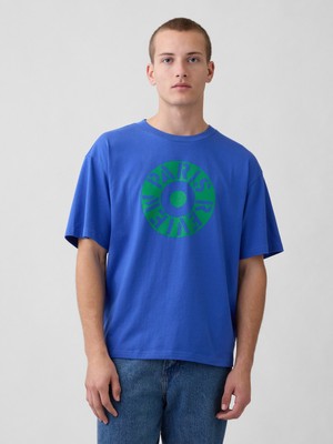 Gap Erkek Mavi Robert Indiana Oversized Grafik T-Shirt