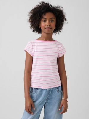 Gap Kız Çocuk Pembe Cap-Sleeve Fitted T-Shirt