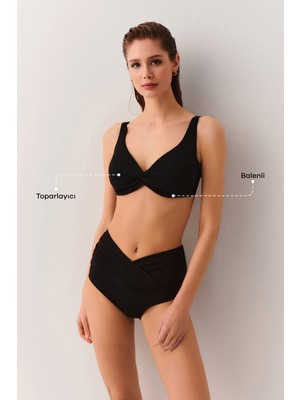 Suwen Önü Burgulu Balenli Toparlayıcı Bikini Üst