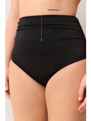 Suwen Yüksek Bel Drapeli Bikini Alt