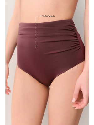 Suwen Yüksek Bel Drapeli Bikini Alt