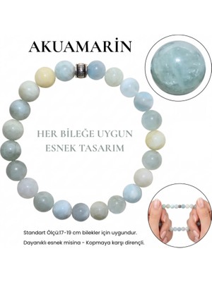 Akuamarin Bileklik Doğaltaş 8mm
