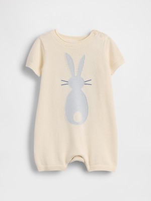 Gap Bebek Sarı Bunny Işlemeli Triko Kısa Tulum