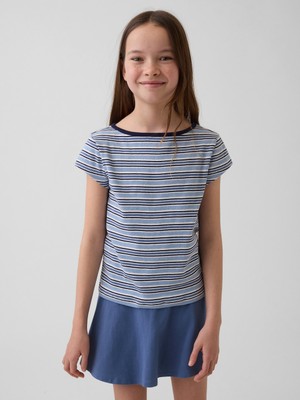 Gap Kız Çocuk Mavi Cap-Sleeve Fitted T-Shirt
