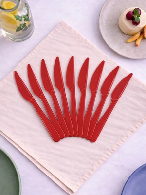 Plastik Bıçak Kırmızı 25'Li
