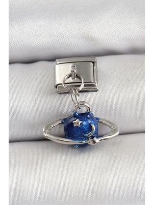 Zayka Mey Ithalat® 316L Çelik Sallantılı Satürn Model Gümüş Renk Nomination Charm