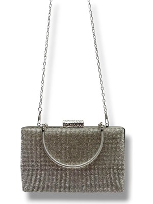 Varol Çanta Varol 366-26 Taşlı Simli Çelik Kasa Abiye Çanta