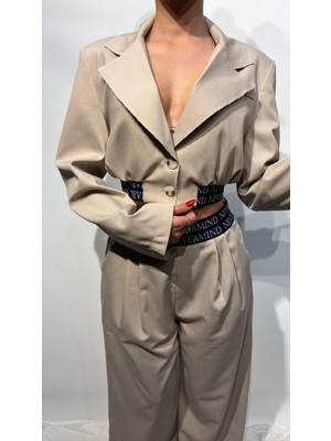 362 Fashion Butik Beli Lastikli Crop Ceket