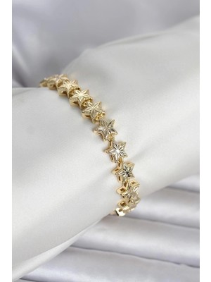 Zayka Mey Ithalat® Pirinç Gold Renk Yıldız Model Kadın Bileklik