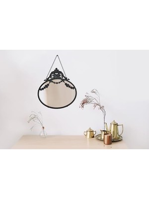 İlanib Ticaret Co-Op Kalay Alaşımı Çerçeveli Duvar Dekoratif Zinciri, Siyah Ayna