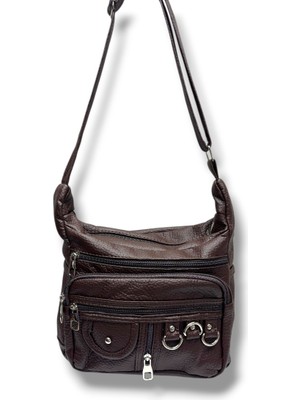 Cakgo 396-26 Yıkama Deri 5 Bölmeli Omuz Askılı Kadın Çanta