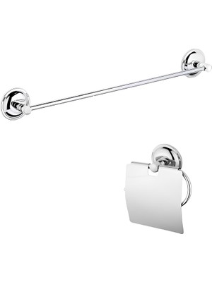 İlanib Ticaret Paslanmaz Duvara Monte Uzun Havluluk ve Kapaklı Kağıtlık Seti