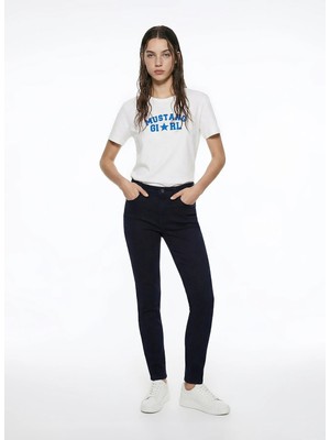 Mustang Lacivert Kadın Super Skinny Yıkamalı Denim Pantolon Georgıa Super SKINNY73